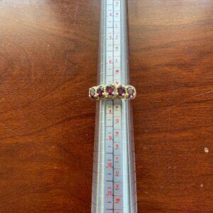 Vintage Garnet 5 Stone Ring, Size 7 1/2